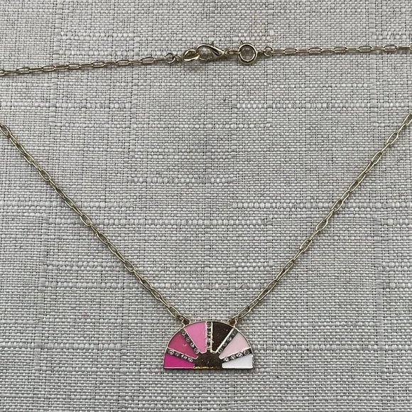 Women Necklace Pink/gold Tone Pendant Fashion Jewelry - Picture 9 of 9